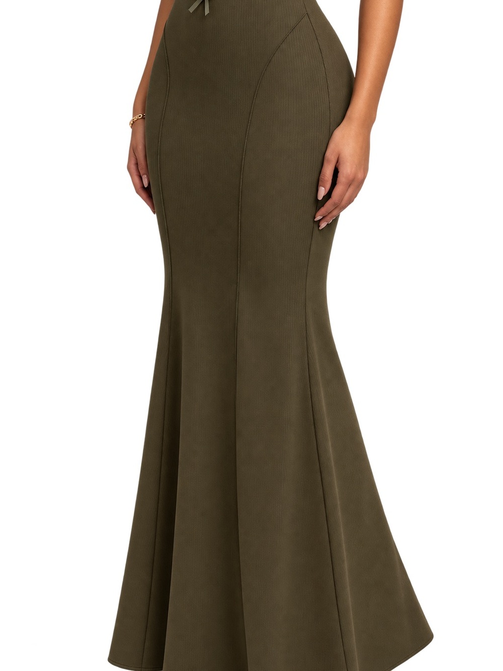Current Mood Olive Green Waffle Knit Maxi Skirt